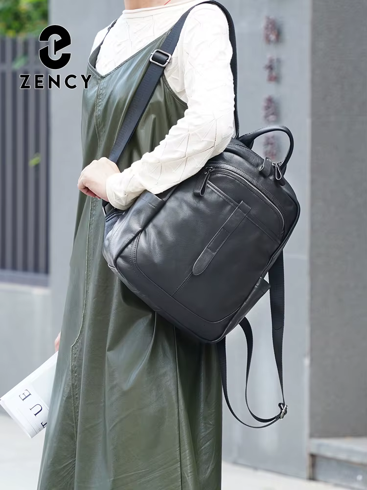 Zency – sac à dos en cuir véritable 100% pour femmes, grande capacité, pour les déplacements, les vo