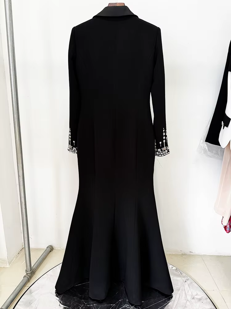 HIGH STREET Nouvelle collection 2026 Robe longue de créateur pour femme à manches longues, col crant
