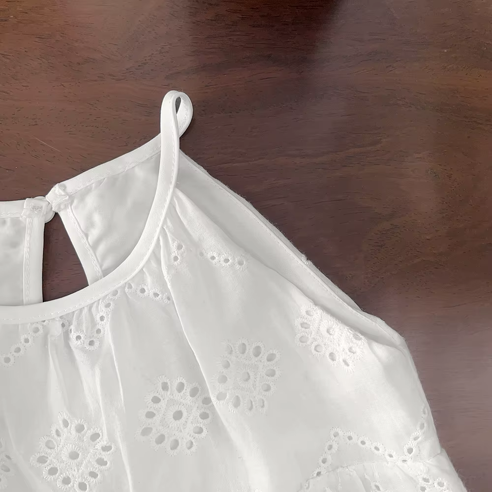 Bear Leader – robe d'été pour filles, Design découpé, à la mode, écharpe, blanche, vacances, longueu