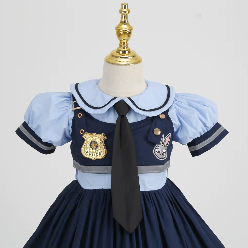 Costume de cosplay Judy pour enfants, robe de fête de carnaval, ensemble de chaussettes, ceinture et