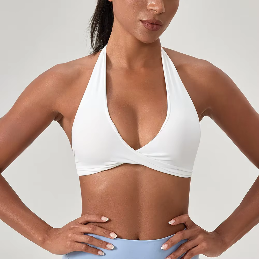 Soutien-gorge à bretelles pour femmes dos ouvert licou soutien-gorge de sport soutien léger haut cou