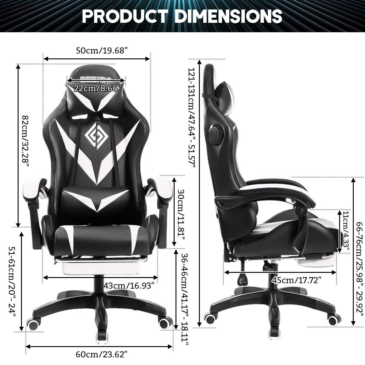 Chaise de jeu à 135 degrés, lumière RGB, chaise de bureau, haut-parleur Bluetooth, chaise d'ordinate