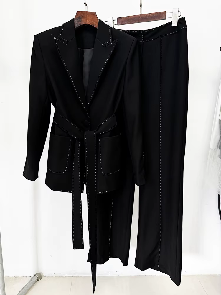 HIGH STREET Nouvelle Collection 2026 Ensemble de Costume Designer pour Femme, Blazer et Pantalon 2 p
