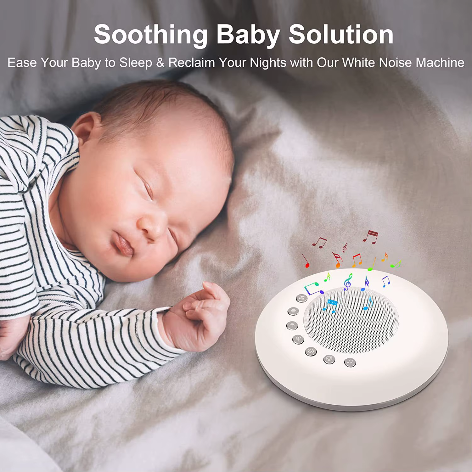 Machine sonore à bruit blanc pour bébé, 28 sons apaisants intégrés, 4 fonctions de minuterie et de m