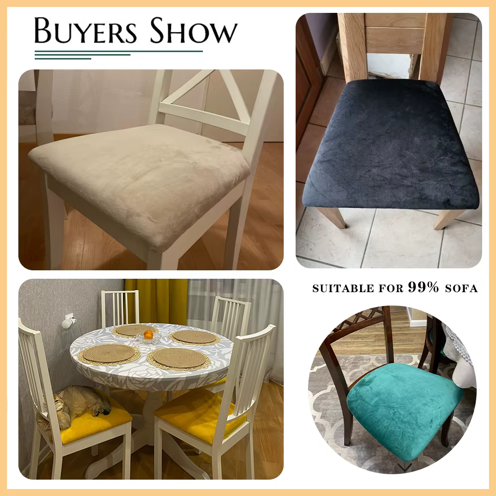 Housses de siège de chaise en velours Super doux, couleurs unies, housses de siège de salle à manger