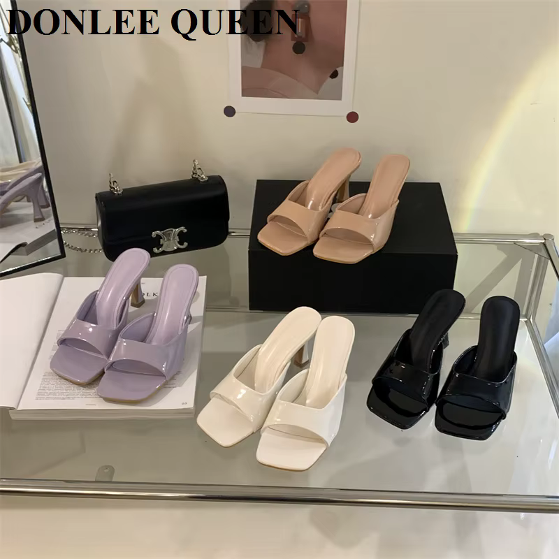 Pantoufles à talons hauts pour femmes, chaussures mules élégantes à enfiler, sandales de loisirs, gr