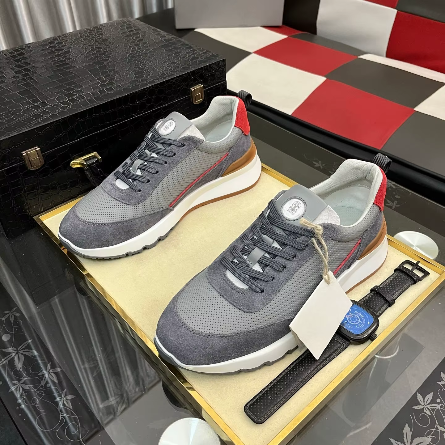 Cadeaux de Noël, chaussures pour hommes de marque de luxe, baskets décontractées faites à la main, t