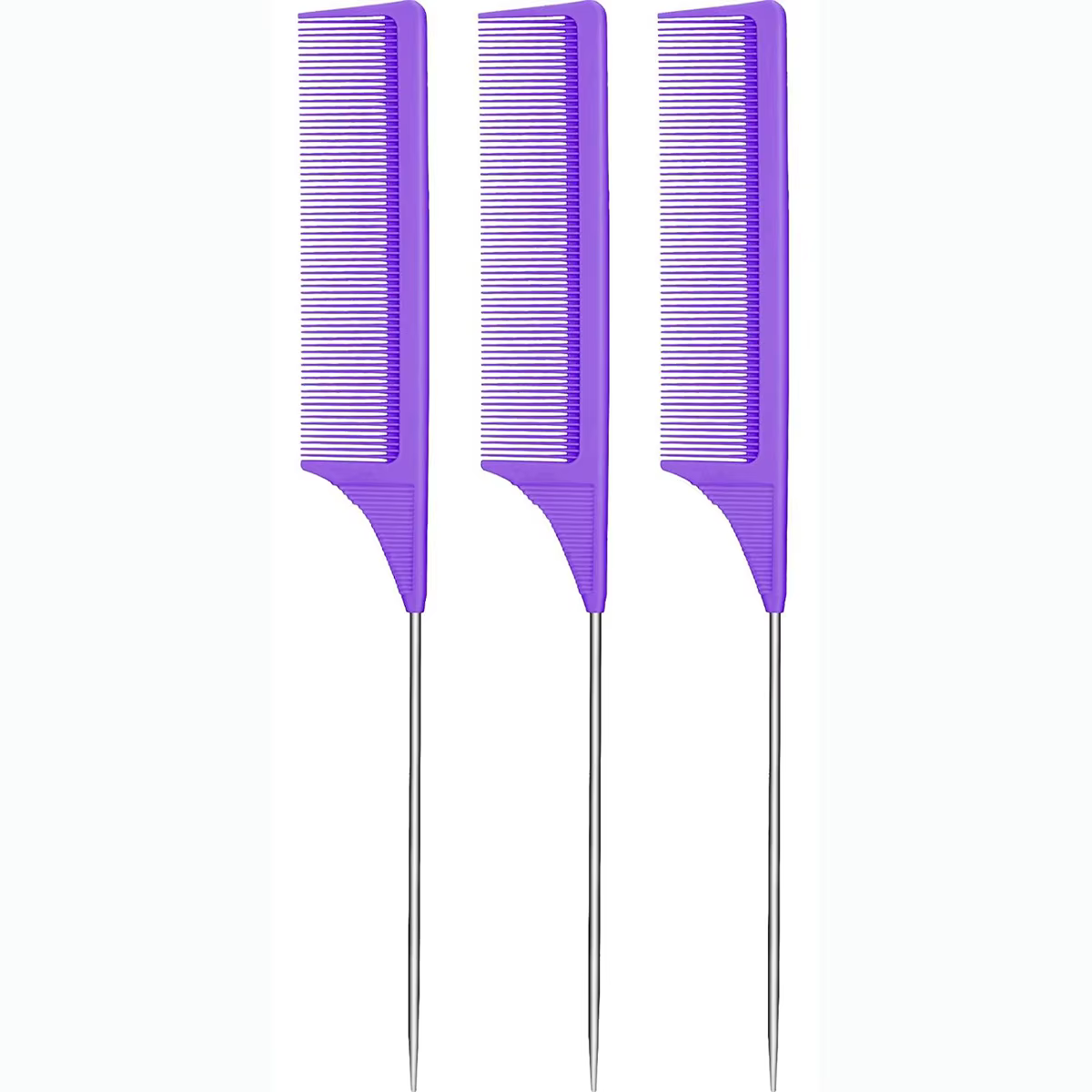 Peigne queue de cheval professionnel pointu pour salon, 3 pièces, antistatique, aiguille en acier, p