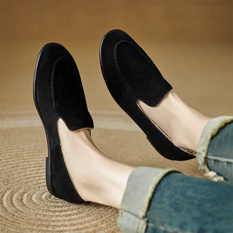 QUTAA mode nouvelles femmes chaussures plates vache daim cuir femme Slip-on printemps Ballet mocassi