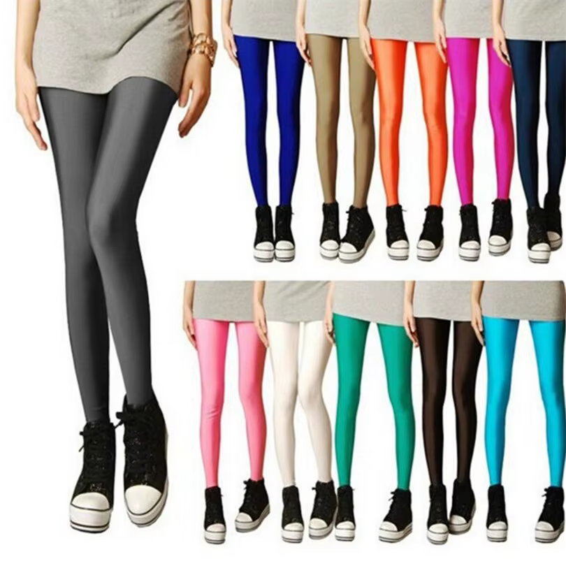 Nouveau printemps solide bonbons néon Leggings pour femmes haute étiré femme Legging pantalon fille 