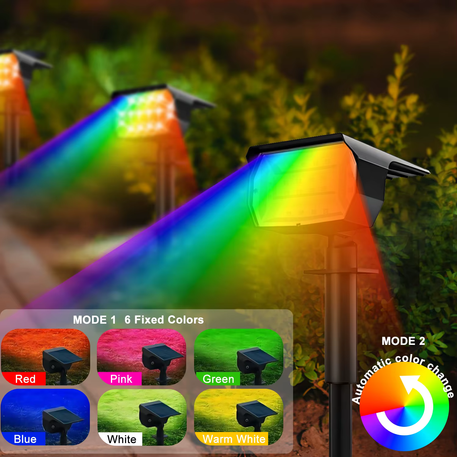1/2/4 pièces Spot solaire 68/72 LED jardin extérieur solaire paysage projecteurs étanche 3 Modes app