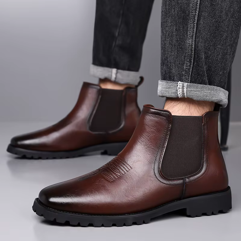 Bottes en cuir pour hommes, style britannique, confortables, décontractées, à semelle épaisse, antid