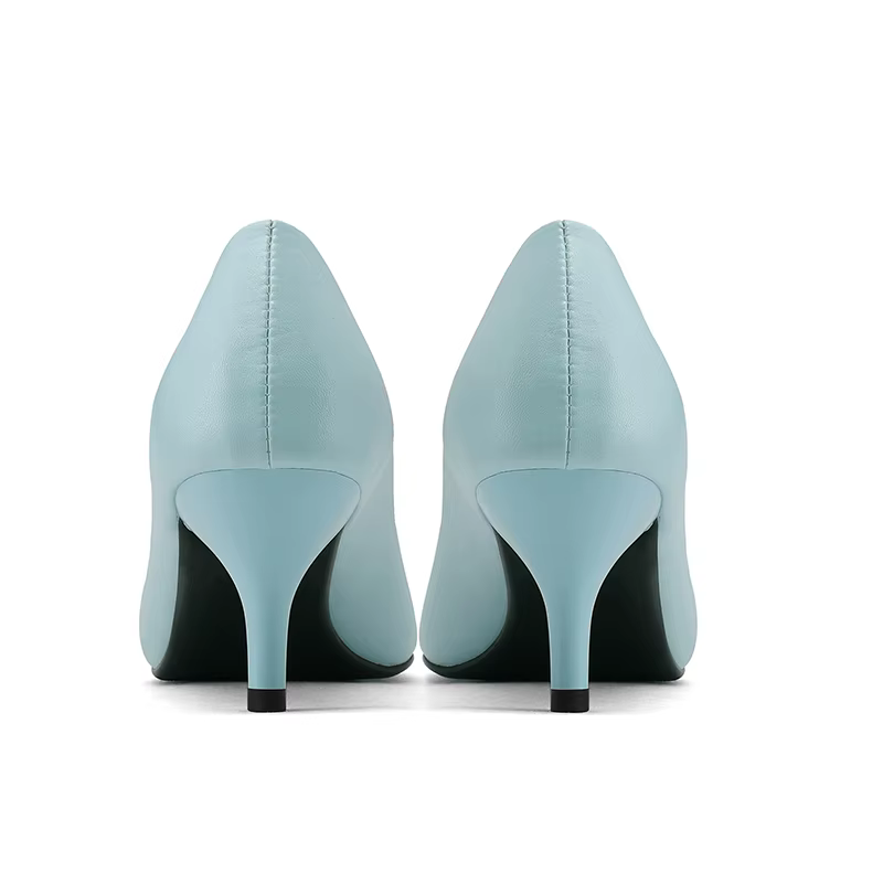 Escarpins tendance en croûte de cuir pour femmes, chaussures de bureau, Sexy, bleu ciel, jaune clair