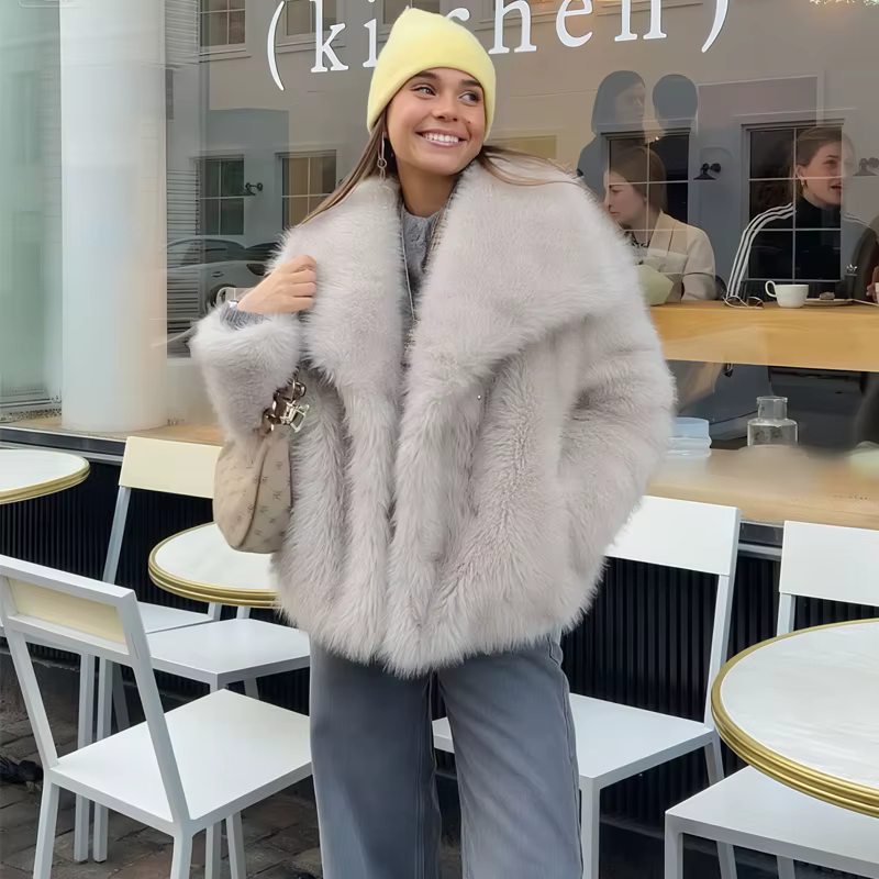 MUJER fausse fourrure manteau poilu femme chaud hiver manteau moelleux femmes nouvelles vestes en pe