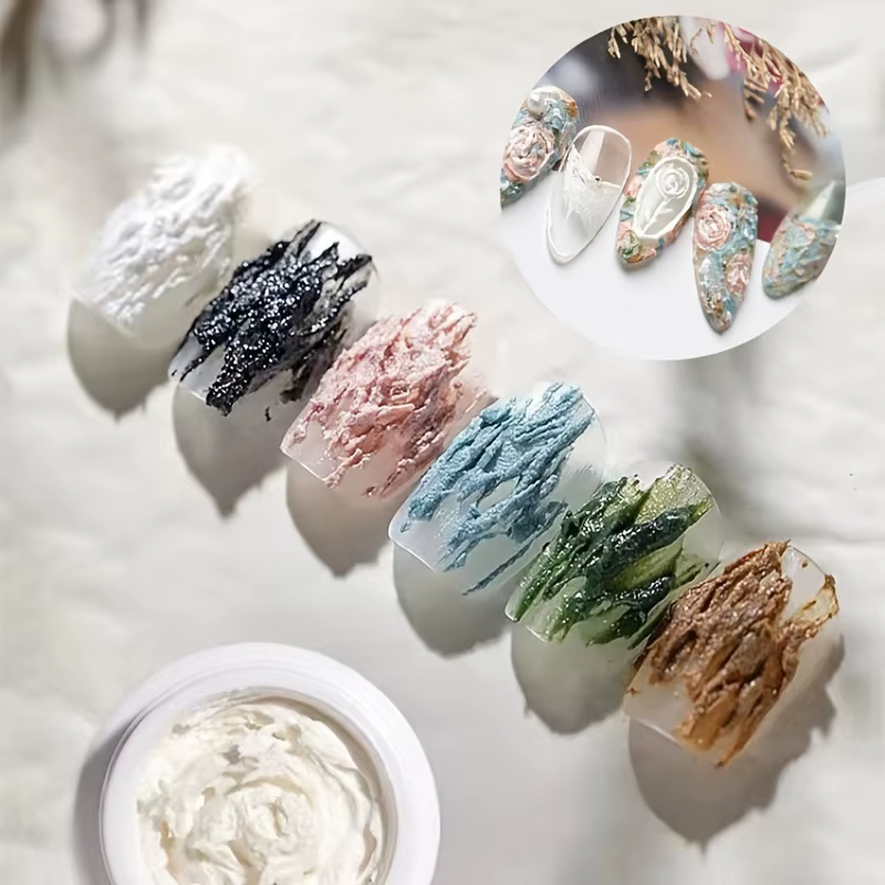 6 couleurs Gel Nail Art plâtre effet 3D sable Texture pas besoin couche de finition Gel vernis UV ve