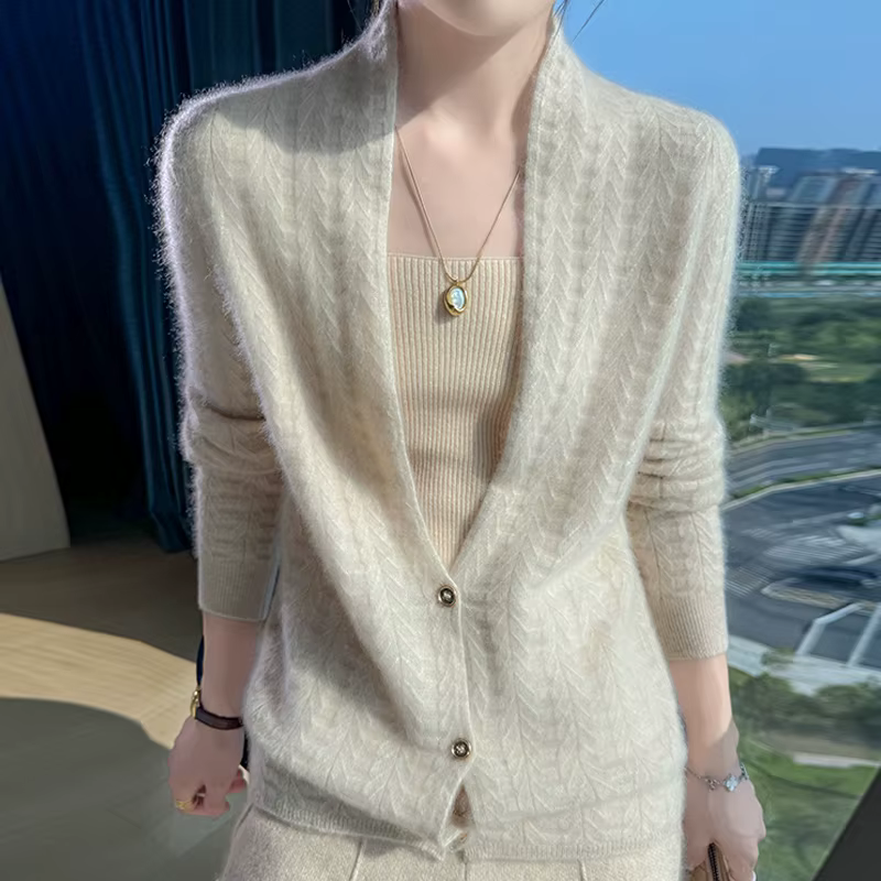 Col écharpe femmes Cardigan hauts automne hiver nouveau Chic 100% laine mérinos pull gracieux femme
