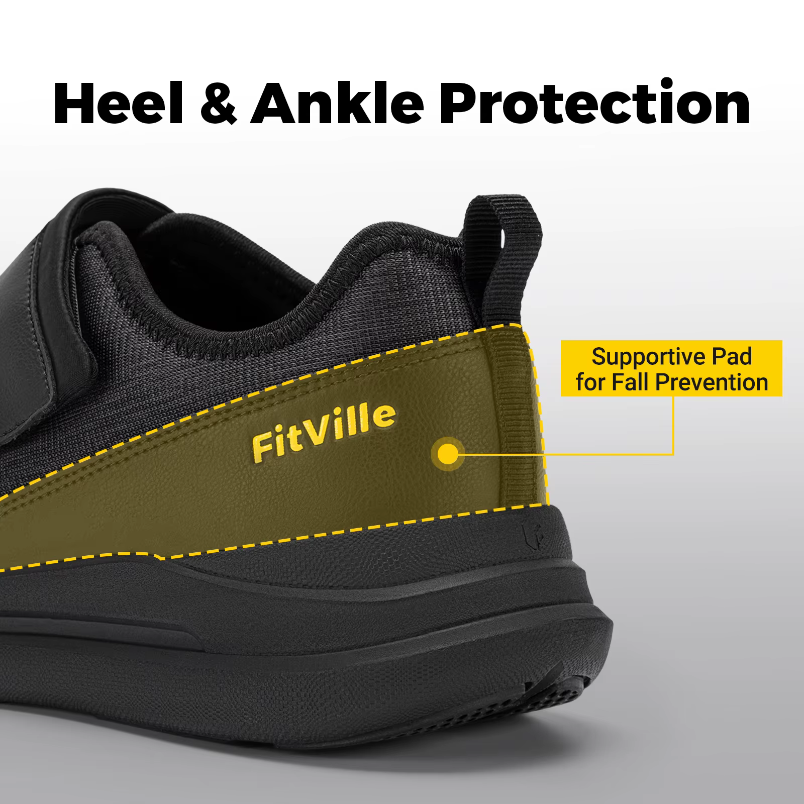 Fitville – chaussures pour diabétiques pour hommes, chaussures de marche larges, antidérapantes, fac