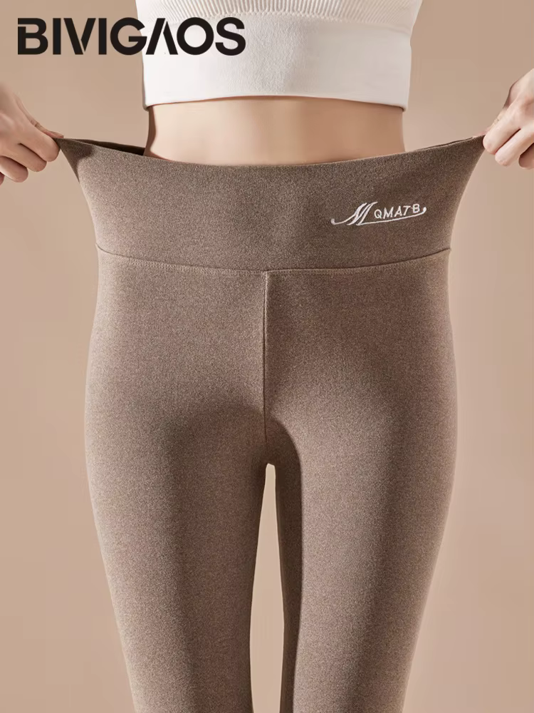 BIVIIncome OS-Leggings auto-chauffants taille haute brodés pour femmes, Caleçons longs thermiques, L