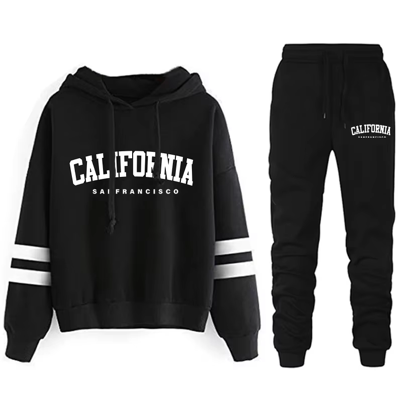California Womens Survêtement Casual Stripe Polyvalent Sweat à capuche ou pantalon ou costume Simpli