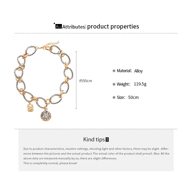 ZAA Vintage métal torsadé cercle chaînes ronde pièce pendentif colliers pour femmes Puk fête chaîne