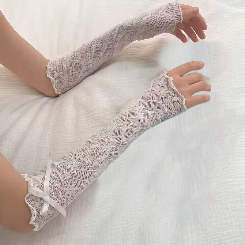 Gants sans doigts en dentelle à volants Y2k, mitaines JK Lolita Kawaii pour femmes, maille résille a