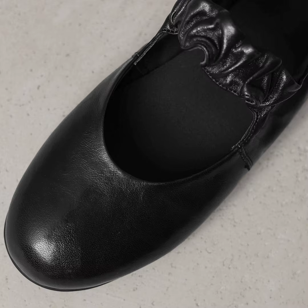 Ballerines à enfiler à bande étroite élastique en peau de mouton pour femmes, bout rond, ballerines 