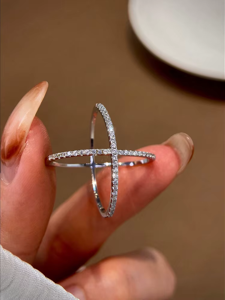 Bague en argent Sterling 925 pour femmes, Simple, classique, magnifique, en forme de X, en Zircon, p