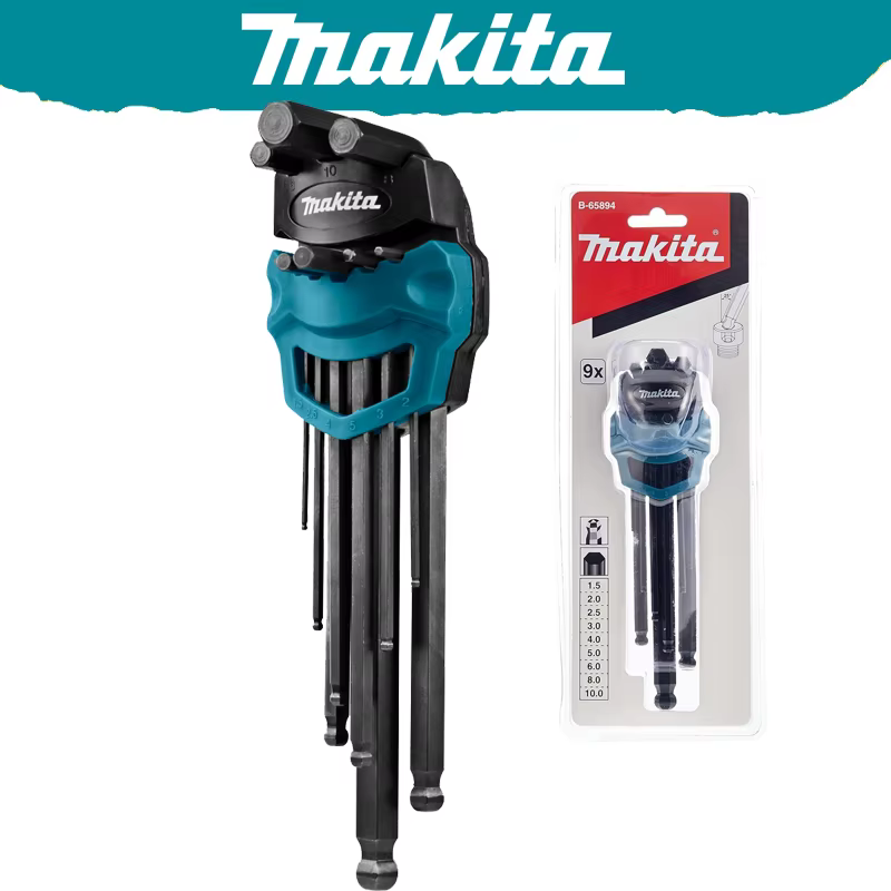 Makita B-65894 jeu de clés hexagonales 9 pièces plusieurs tailles clé hexagonale clé Allen jeu de co
