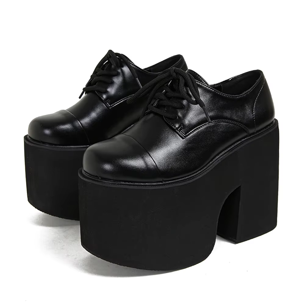 Gdgydh femmes escarpins à talons épais à lacets élégant Oxford plate-forme pompes pour femmes hauteu