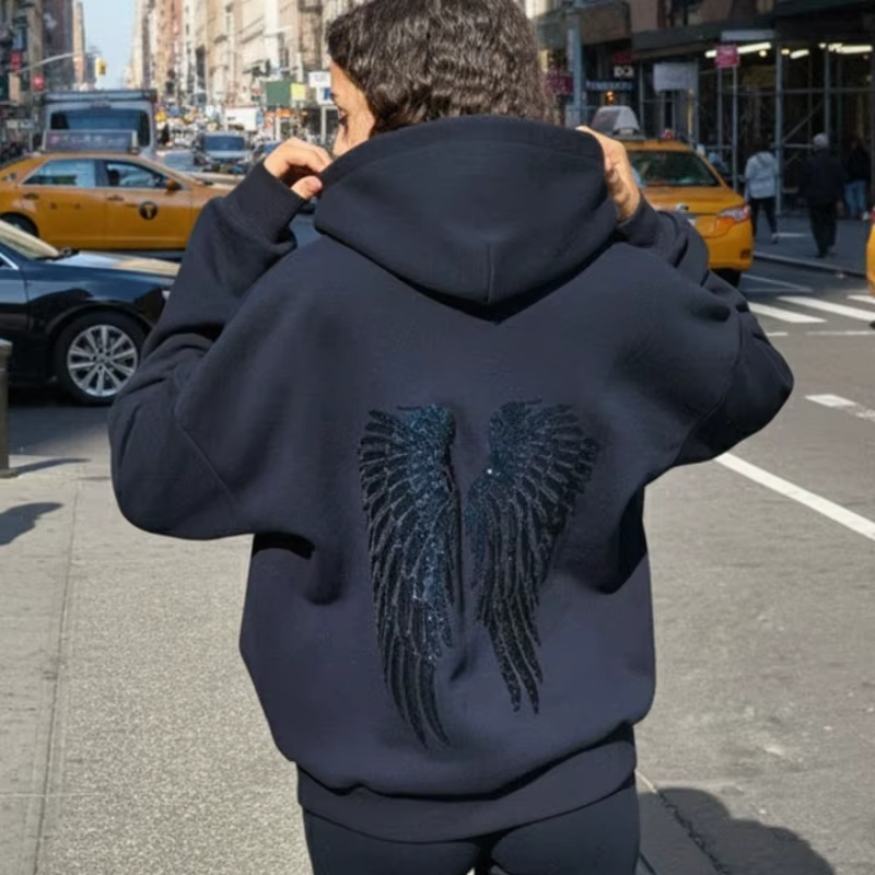 Y2K – sweat à capuche rétro à paillettes, ailes d'ange, ornement, Harajuku, doux, décontracté, Stree