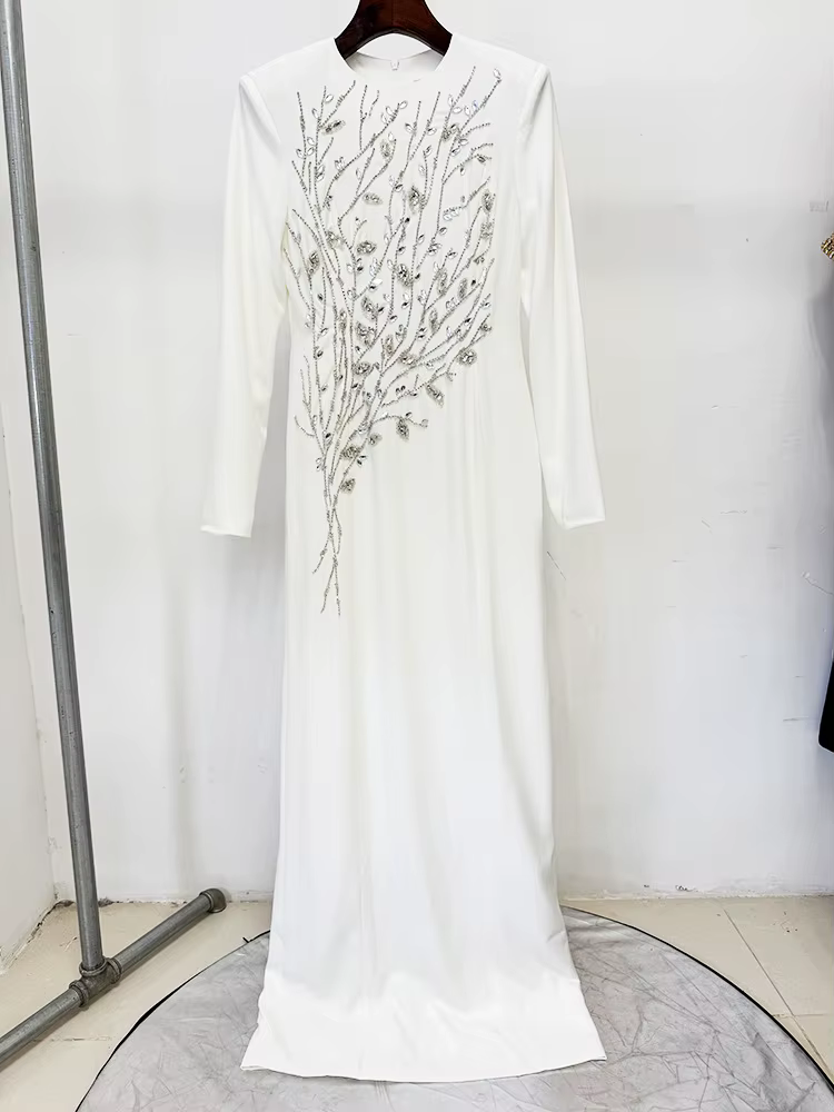 HIGH STREET Nouvelle Collection 2026 Robe Longue de Soirée Formelle pour Femme, Manches Longues, Orn