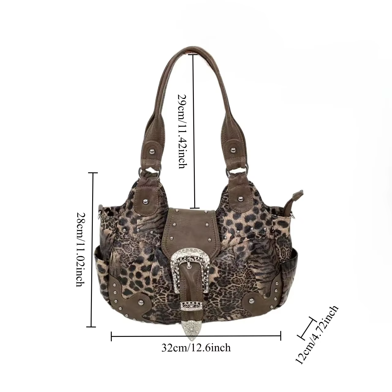 Y2K – sac fourre-tout en patchwork imprimé léopard pour fille épicée, personnalité de rue, avec plus