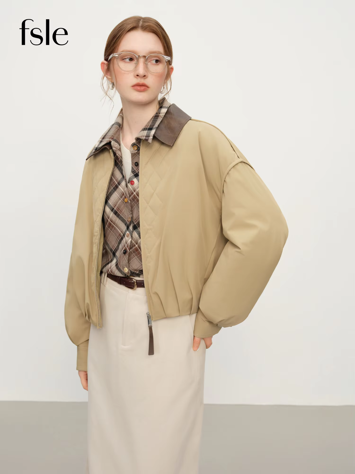 FSLE – veste rembourrée légère de Style grange pour femme, manteau court Vintage avec panneau à carr