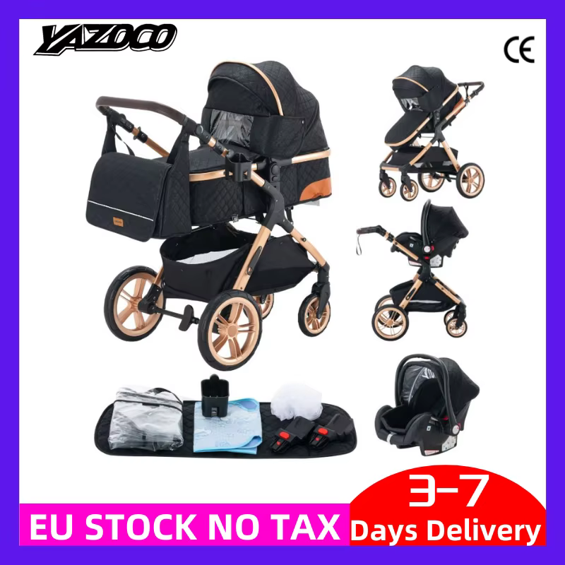 Système de poussette 3 en 1 pour bébé, poussette légère pour nouveau-nés, tout-terrain, compacte, pl