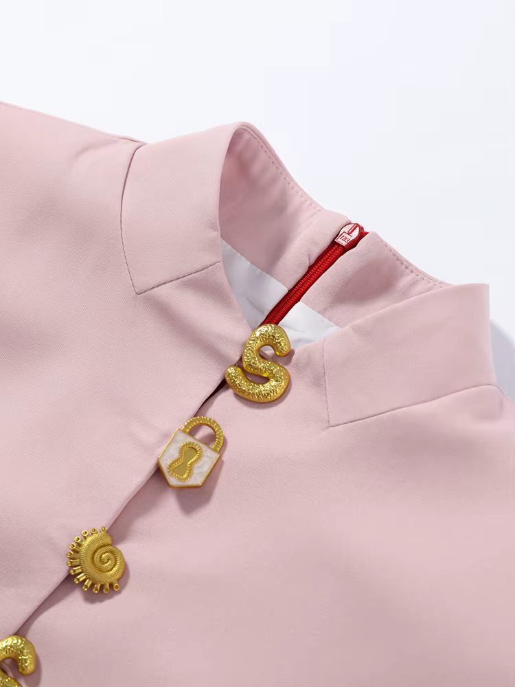 Nouvelle Robe Longue Élégante pour Femme, Col Montant Uni, Manches Courtes, Coupe Slim, Boutonnage S