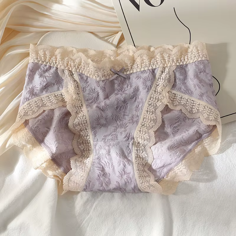 M-XL Sexy dentelle culottes femmes sous-vêtements culotte grande taille mode fleur slips taille moye