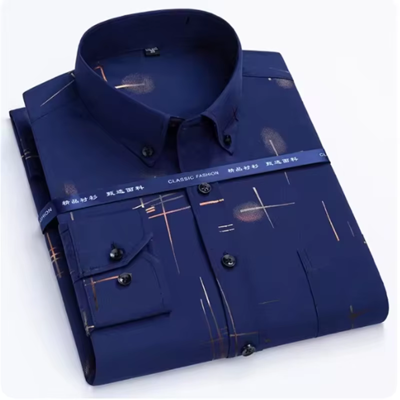 Chemise à manches longues déformable pour hommes, vêtements décontractés d'affaires, mince, coupe co