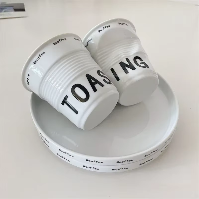 Tasses et tasses de Style coréen de 6.7oz, tasse à café en céramique blanche, tasse anti-rides nordi