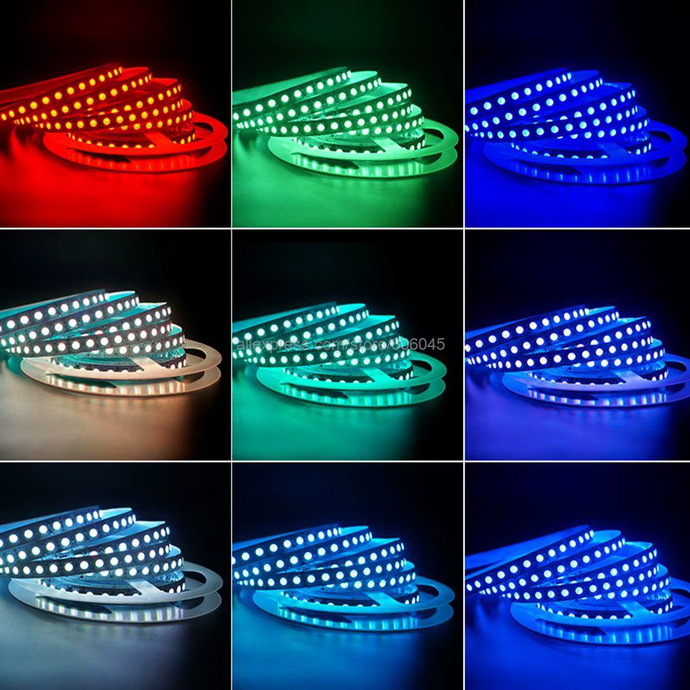 Bande lumineuse LED RGB Flexible, 5m, 12V, 24V DC, 30 diodes/m, 60 diodes/m, 96 diodes/m, 120 diodes