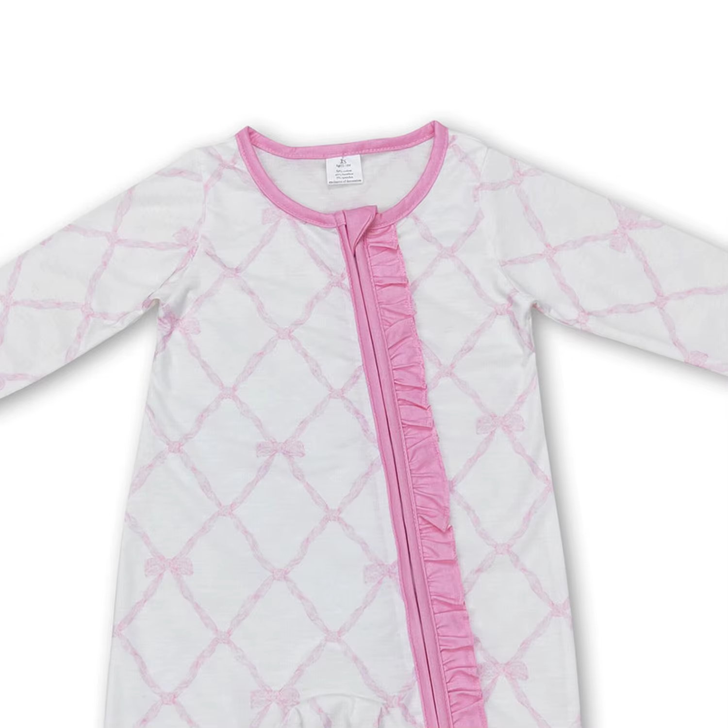 Combinaisons pour bébés filles en bambou avec nœuds roses, ensembles de vêtements de nuit en bambou 