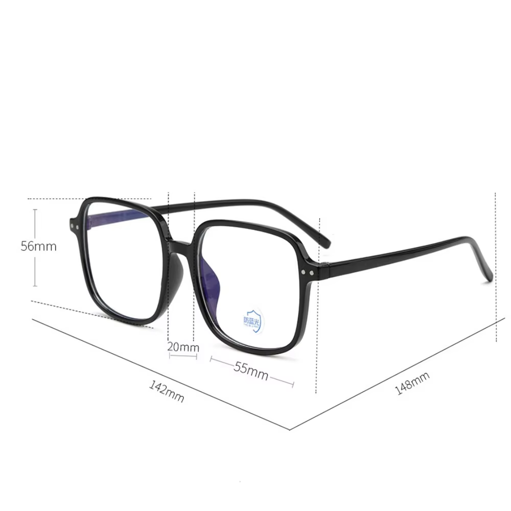 KLASSNUM femmes Anti-lumière bleue lunettes surdimensionné carré Ultra-léger Transparent lunettes d'