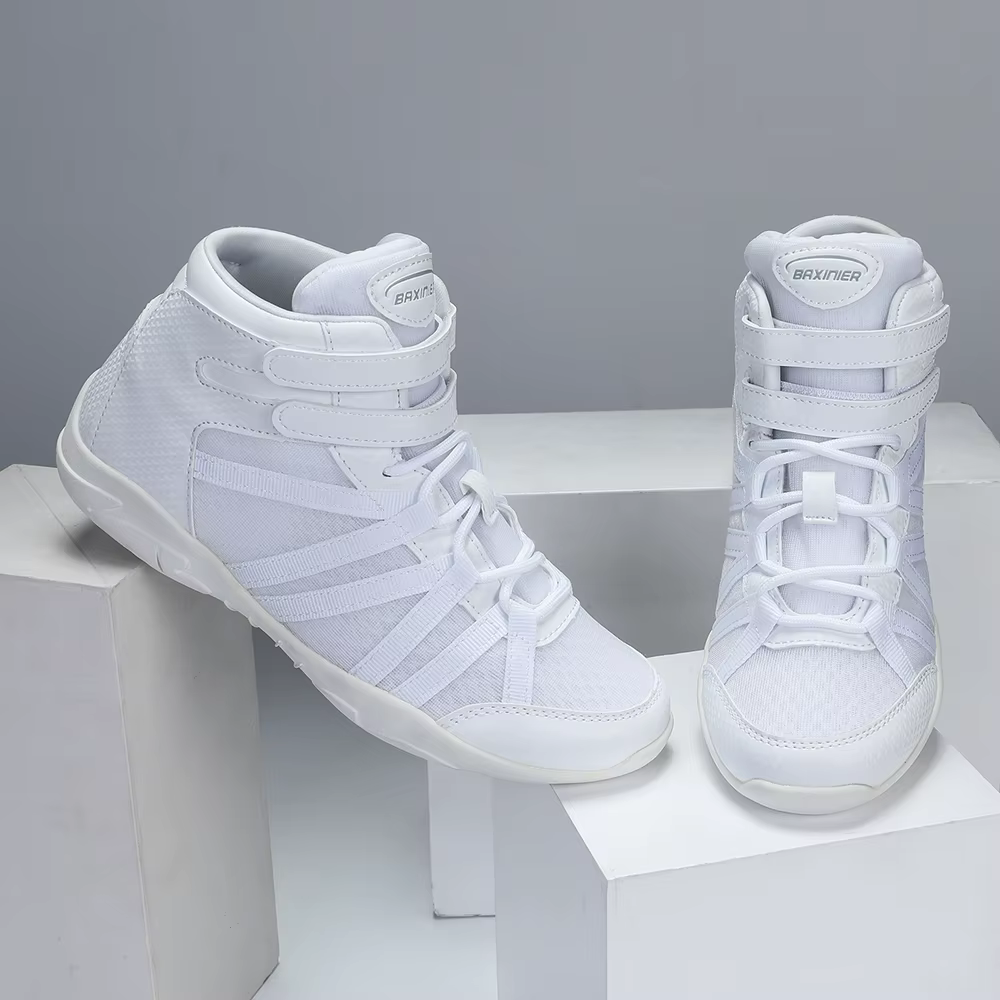 BAXINIER Chaussures de cheerleading blanches montantes légères pour filles, baskets de compétition p