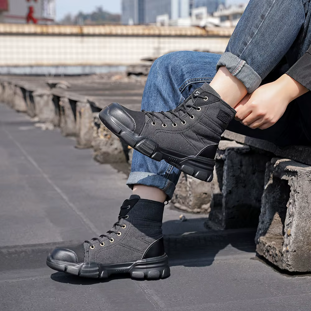 Chaussures de travail en toile, chaussures de sécurité légères, résistantes aux chocs, embout en aci