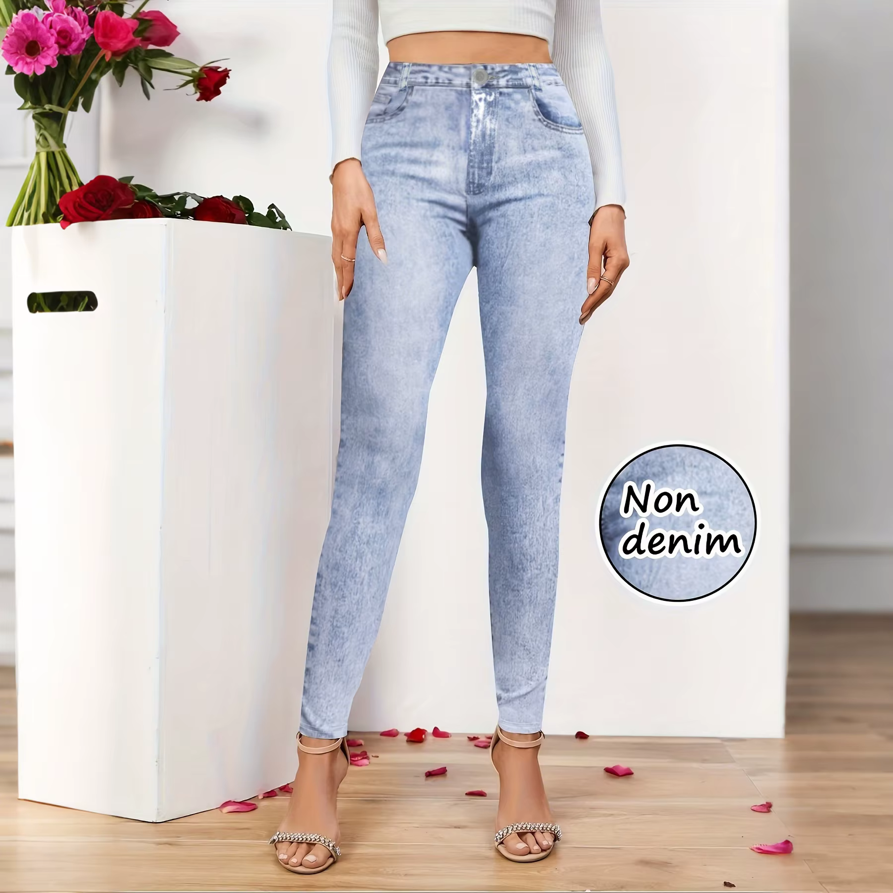 Leggings pour femmes non en jean, taille haute, effet push-up, pantalon de yoga, pantalon décontract
