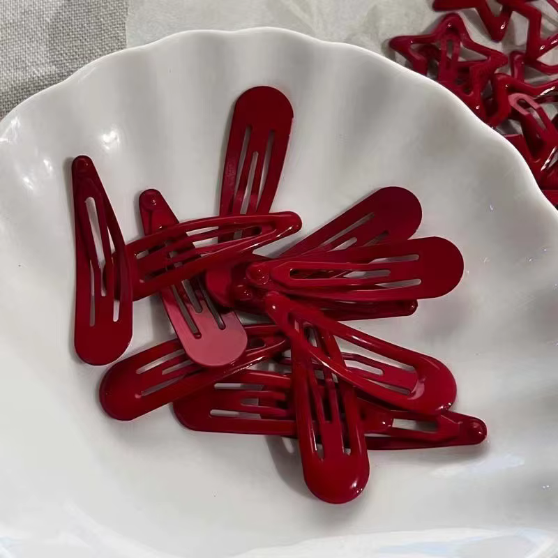 Barrettes en forme d'étoile rouge pour filles, 10 pièces/lot, Barrettes en forme de goutte d'eau, ép