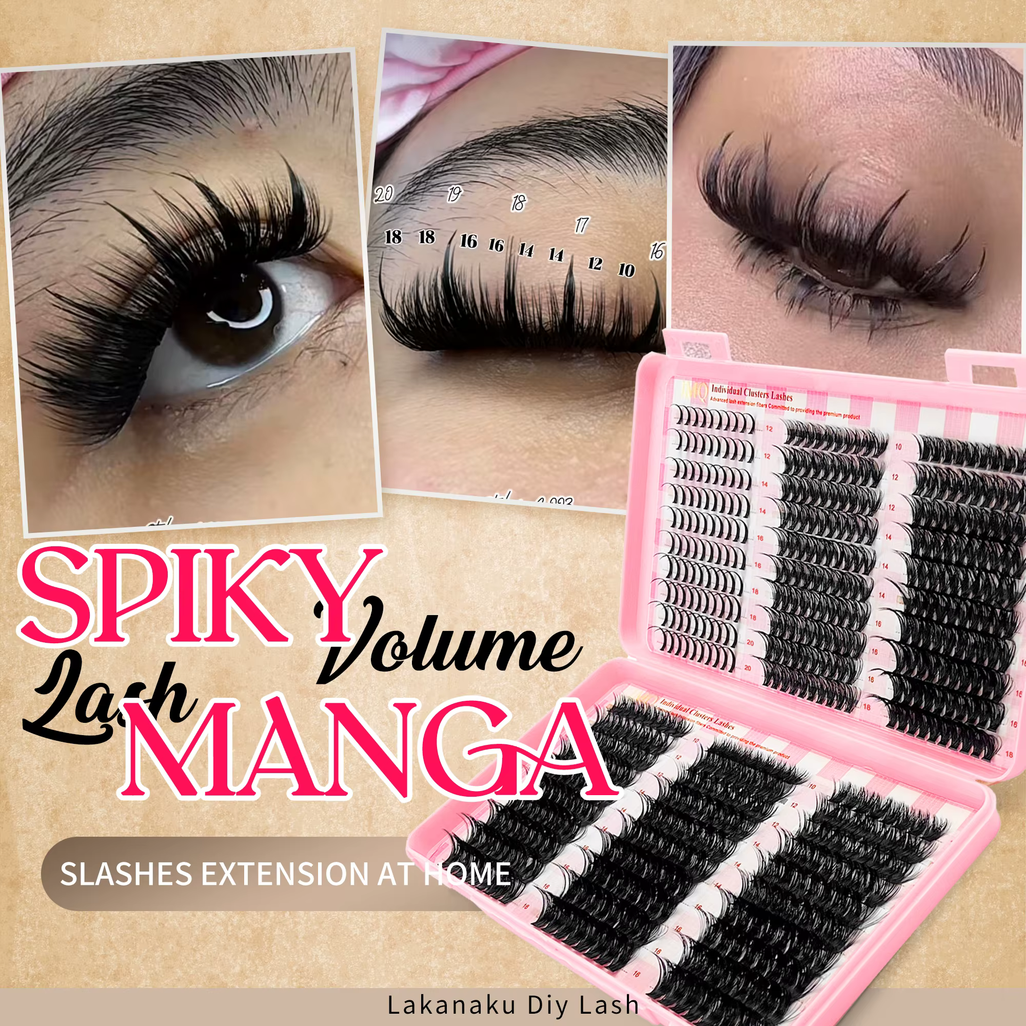 LAKANAKU gros moelleux bricolage Kit d'extension de cils D Curl naturel grappe cils avec grappes de 
