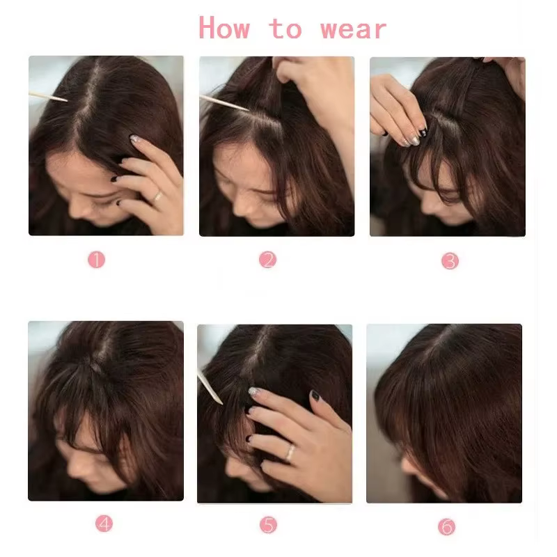 Frange synthétique invisible, extension de cheveux, frange avant, postiche, noir, brun, accessoires 