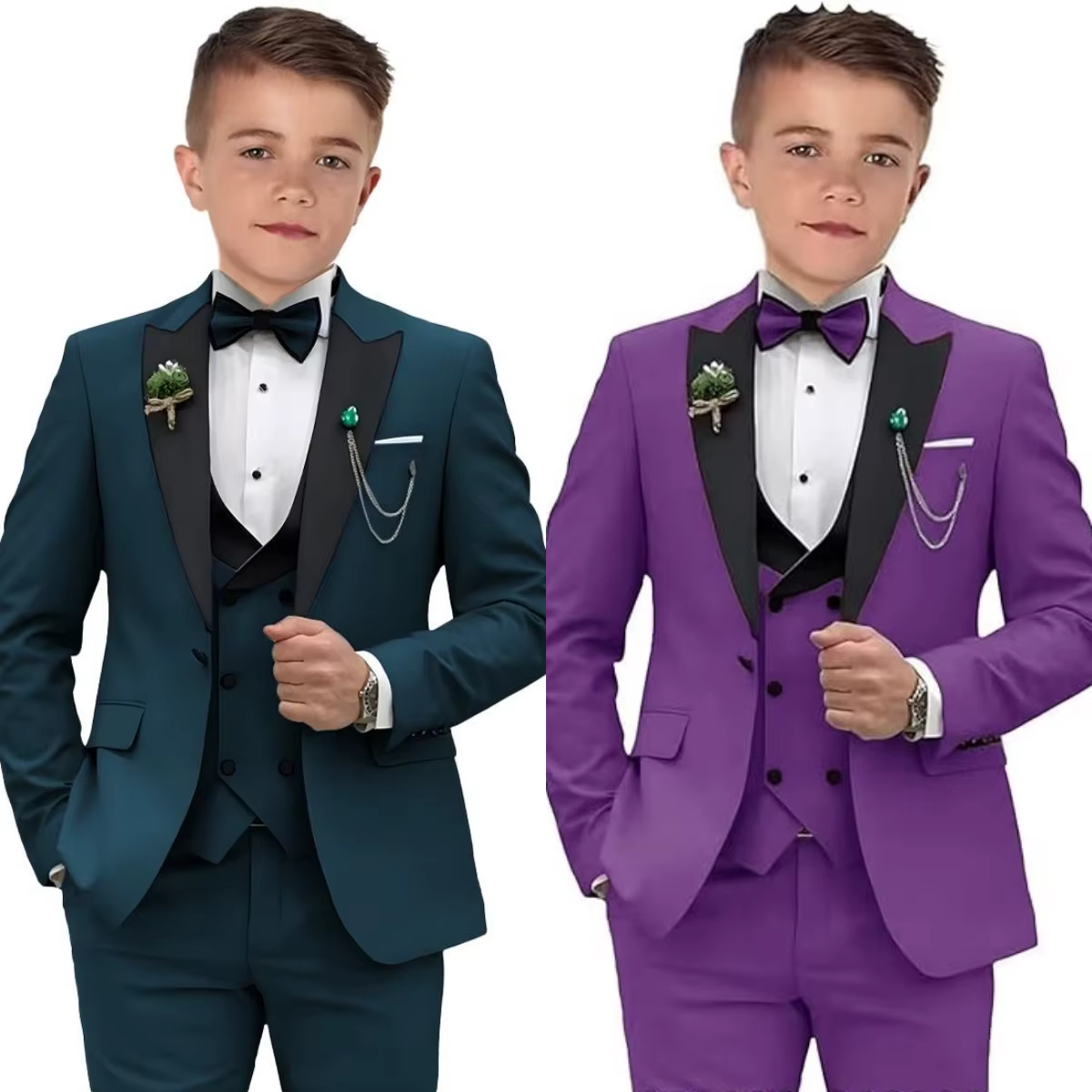 Ensemble de costumes pour enfants de 2 à 14 ans, 4 pièces, bouton unique, costumes formels, Blazer, 