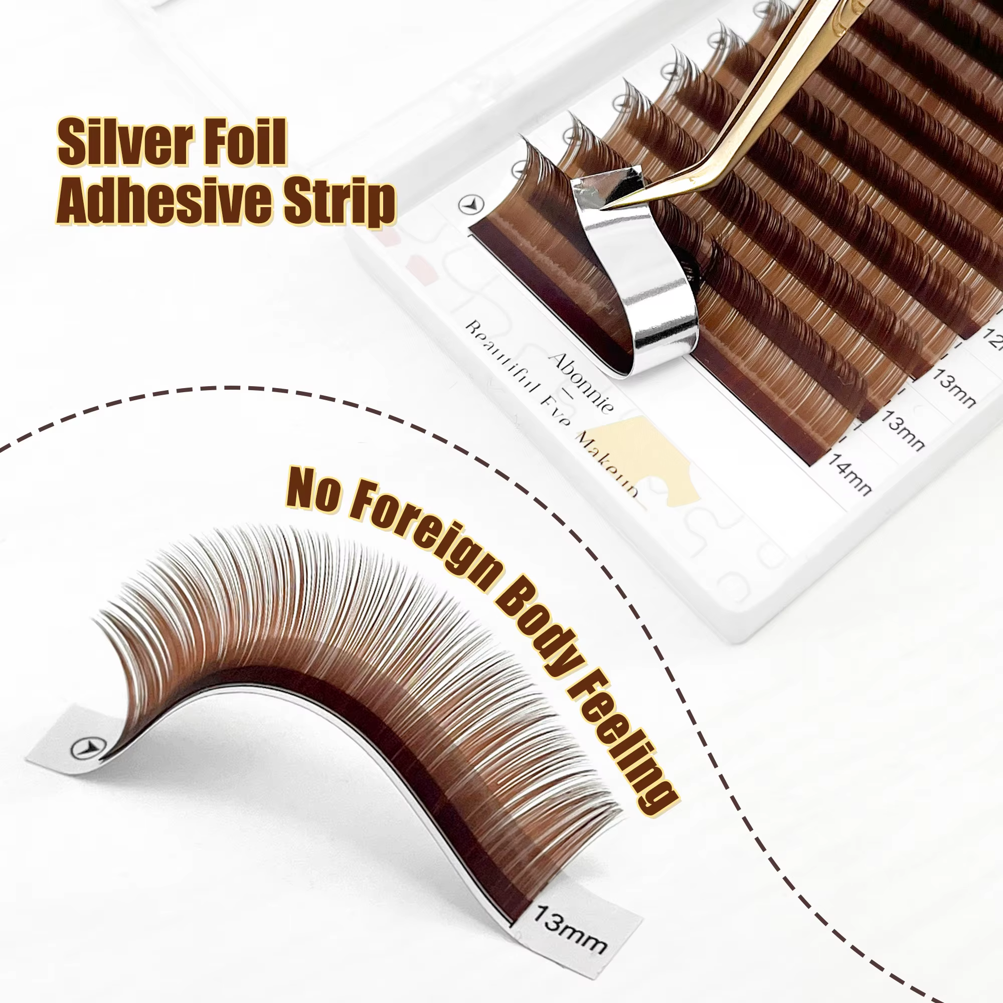 Abonnie L M Curl Brown Cils individuels classiques Volume russe Cils