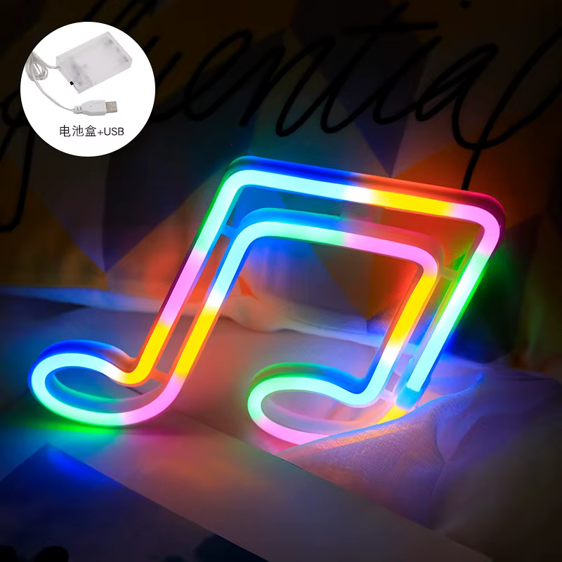 Notes de musique néons USB ou alimenté par batterie Style musical chambre fête de vacances mariage d